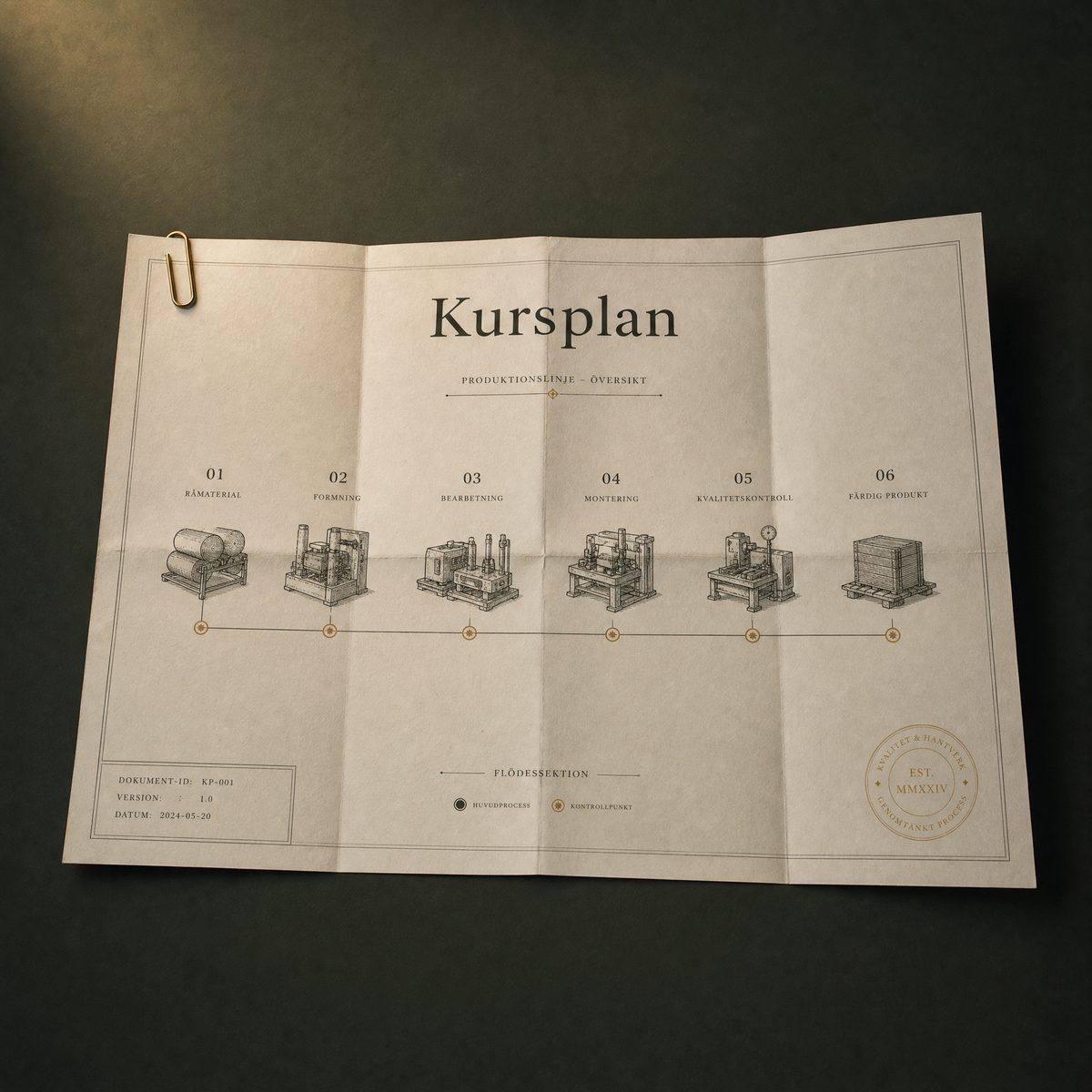 Kursplan som teknisk tegning, fra start til slutt